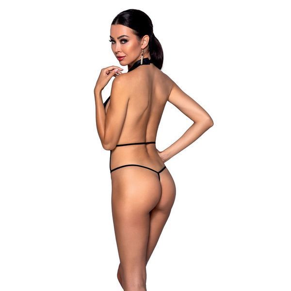 Боді-халтер з екошкіри Passion JANNIES BODY L/XL black SO8442 фото
