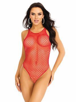 Боді-сітка Leg Avenue Net snap crotch tank bodysuit Red, One Size SX1708 фото