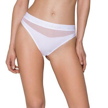 Трусики з прозорою вставкою Passion PS006 PANTIES XL, white SO4238 фото