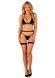 (SALE) Комплект білизни Obsessive Selinne 3-pcs set XS/S Black, бюстгальтер, стрінги пояс для панчіх SO8667 фото 6
