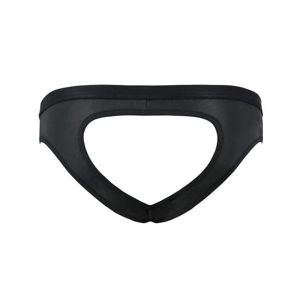 Чоловічі сліпи з вирізами Passion 041 SLIP JOE XXL/XXXL Black, екошкіра, відкриті сідниці SO7596 фото
