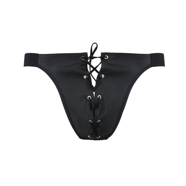 Чоловічі сліпи на шнурівці Passion 044 SLIP BEN L/XL Black, екошкіра, люверси SO7603 фото