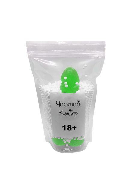 Мило у формі пеніса Чистий Кайф Green size L, крафтове мило-член, натуральне SO2642 фото