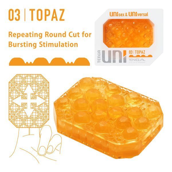 Унісекс-стимулятор Tenga UNI Topaz, помаранчевий, рельєф у вигляді горбків, лубрикант у комплекті SO9807 фото
