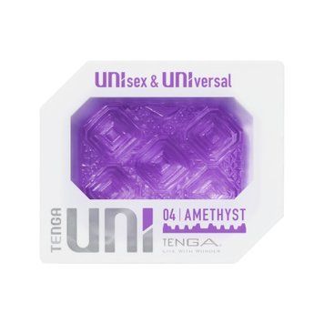 Унісекс-стимулятор Tenga UNI Amethyst, фіолетовий, візерунок у вигляді рельєфних квадратів, лубрикант у комплекті SO9808 фото