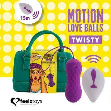 Вагінальні кульки з масажем і вібрацією FeelzToys Motion Love Balls Twisty з пультом ДК, 7 режимів SO3853 фото