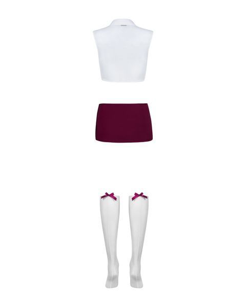 Еротичний костюм студентки Obsessive Student 4 pcs costume S/M, топ, спідниця, стринги, гольфи SO7731 фото
