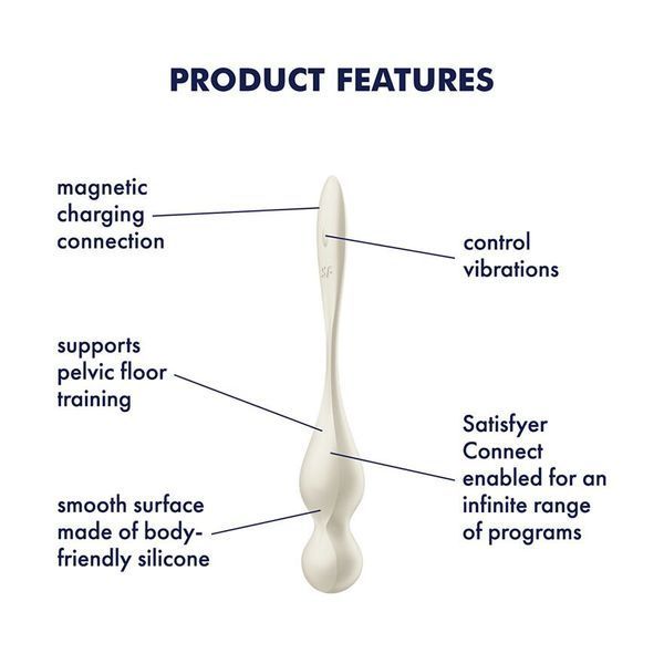 Вагінальні смарт-кульки з вібрацією Satisfyer Love Birds 1 Connect App White, 78 г SX0569 фото